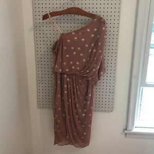 Lilianna One shoulder pink and gold goddess dress